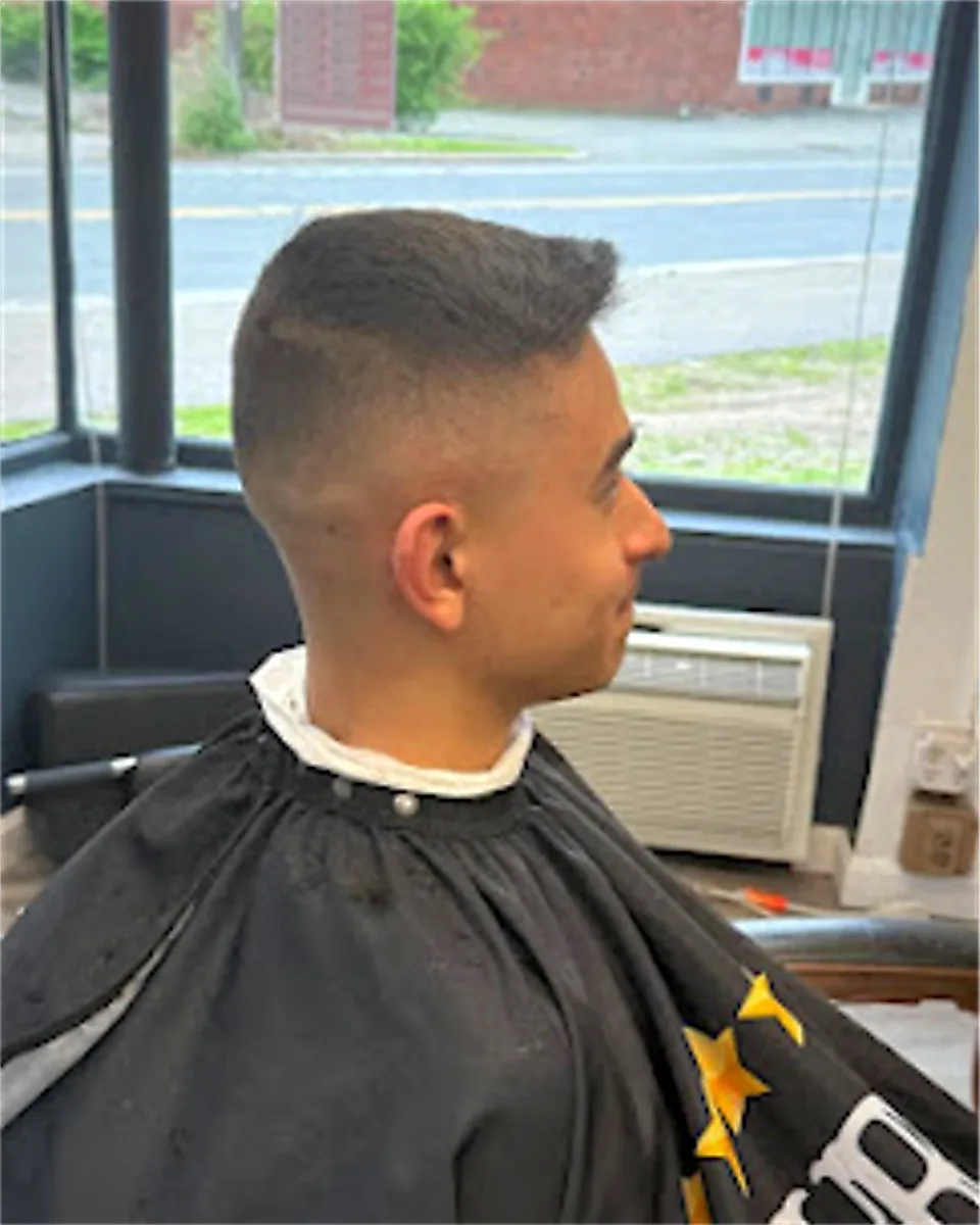 Finished fade haircut at JR Barbershop